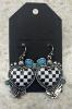 Checkered Heart dangles with Turquoise