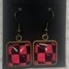 Pink & Black checkered earring