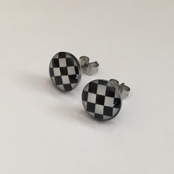 Orange Checkered Kennedy Statement Earrings