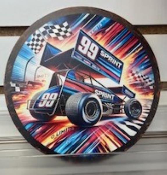 Sprint Car Round Tin Sign