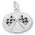 Oval Silver Plated Crossed Checkered Flags Charm